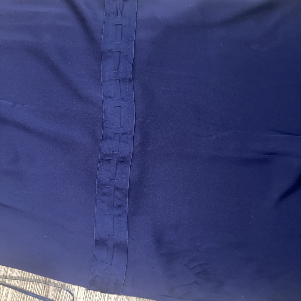 Diane Von Furstenberg Davin Silk Jumpsuit Size 14 Navy Tie Waist Wide Leg Halter - Picture 9 of 12